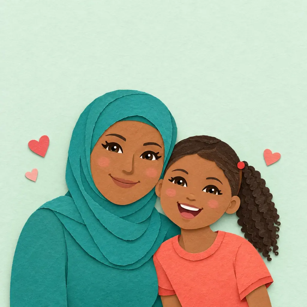 Aisha and Zara, painted in Paper cut
