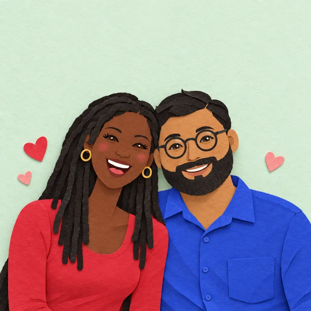 Ama and Ravi, painted in Paper cut
