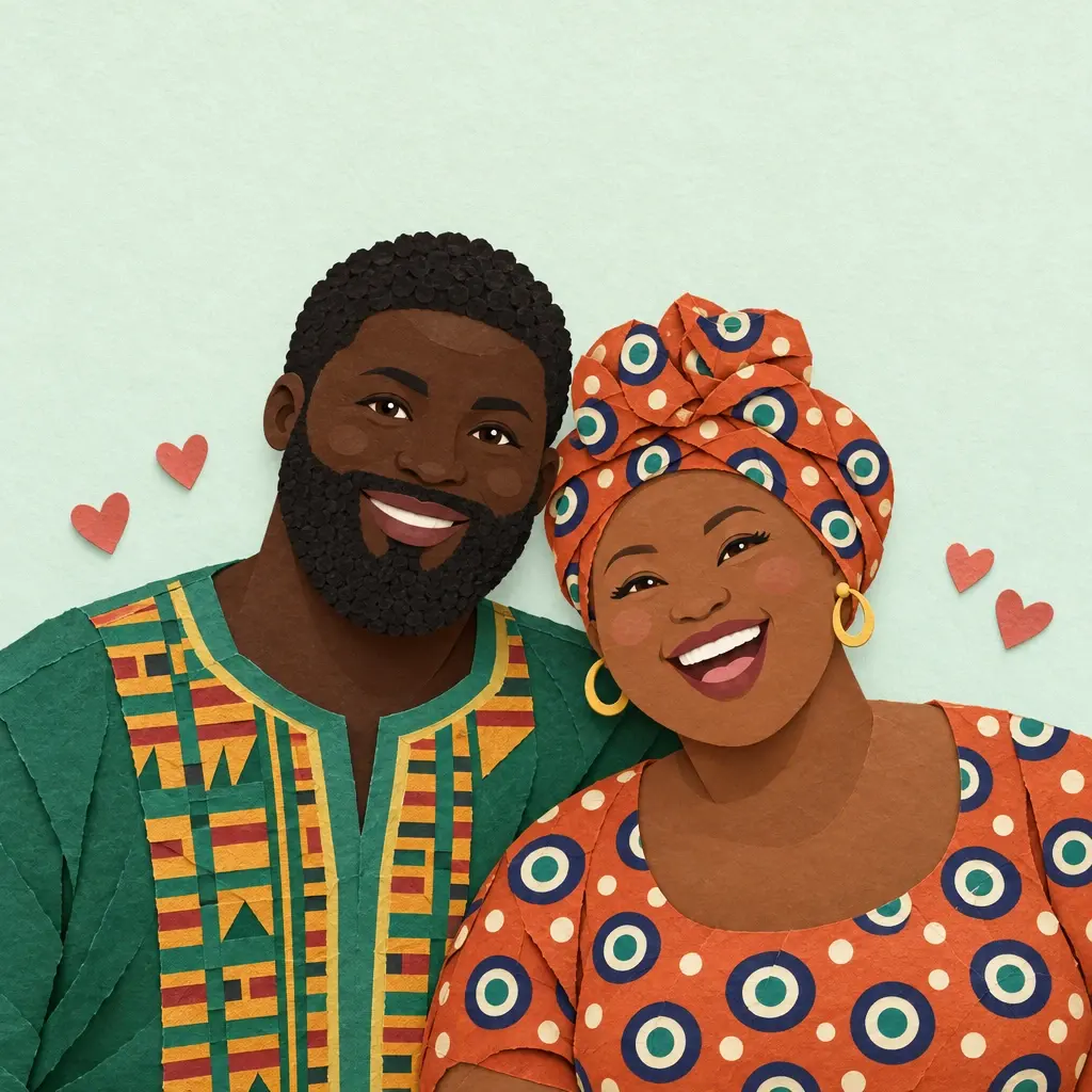 Kofi and Esi, painted in Paper cut